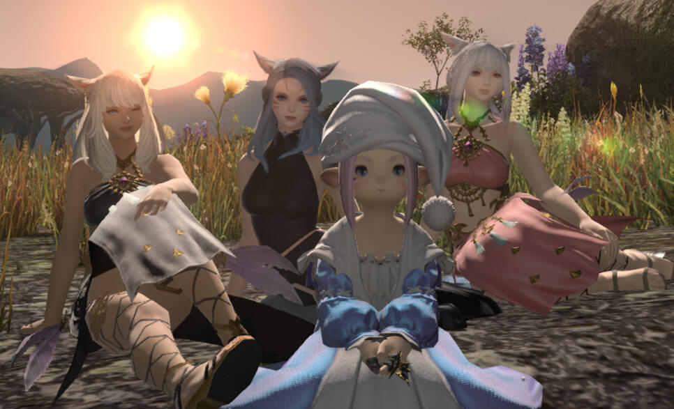 Kurze Phase Final Fantasy 14 Online (mein Char hinten Mitte :D)